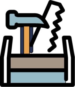 Floor Repair Form Icon showing a toolbox with a hammer and saw